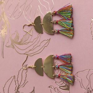 Fantasy Gold Rainbow Tassel Earrings